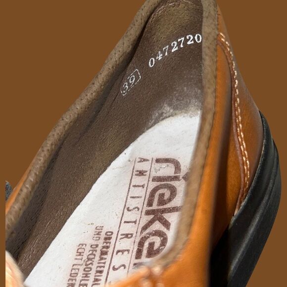 Rieker Anti Stress Brown Leather Mary Jane Shoes Size 39 US 8.5 - Picture 6 of 7